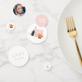Camping Birthday Party Pink Tent Photo Confetti