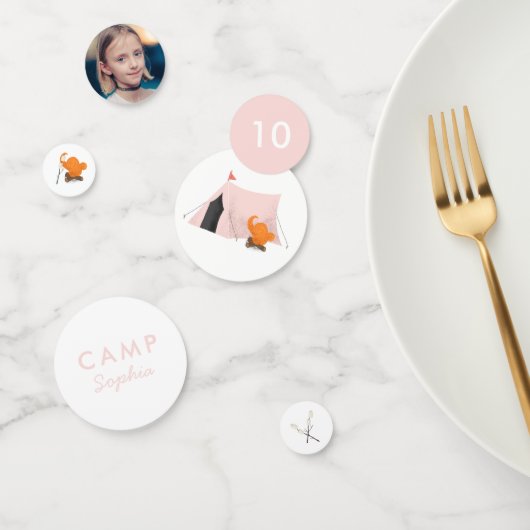 Camping Birthday Party Pink Tent Photo Confetti (Groep)