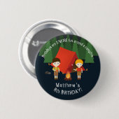Camping Birthday Party Ronde Button 5,7 Cm (Voorkant /achterkant)
