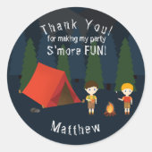 Camping Birthday Party Ronde Sticker (Voorkant)