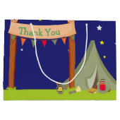 Camping Birthday Party Sleepover Khaki Green Groot Cadeauzakje (Achterkant)