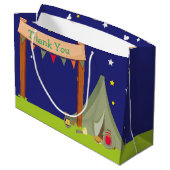 Camping Birthday Party Sleepover Khaki Green Groot Cadeauzakje (Achterkant Gekanteld)
