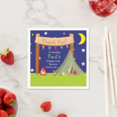 Camping Birthday Party Sleepover Khaki Green Servet (Insitu)