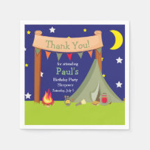 Camping Birthday Party Sleepover Khaki Green