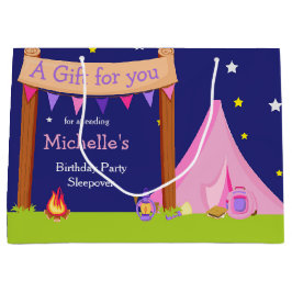 Camping Birthday Party Sleepover Pink en Paars Groot Cadeauzakje