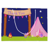 Camping Birthday Party Sleepover Pink en Paars Groot Cadeauzakje (Achterkant)
