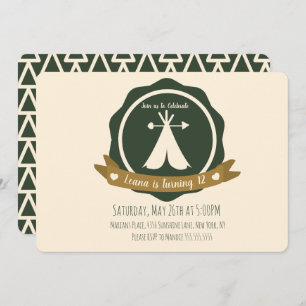 Camping Birthday Party Teepee Badge Kaart