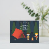 Camping Birthday Party Uitnodiging Briefkaart (Staand voorkant)