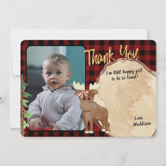 Camping Birthday-speldenpakket met logslice-foto Bedankkaart (Voorkant)