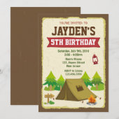 Camping Birthday Uitnodiging (Voorkant / Achterkant)