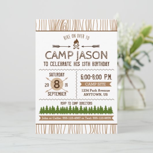 Camping Birthday Uitnodiging (Staand voorkant)
