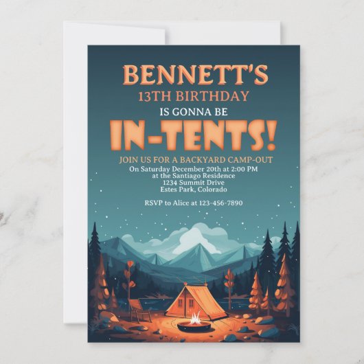 Camping Birthday Uitnodiging (Voorkant)