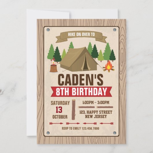 Camping Birthday Uitnodiging (Voorkant)
