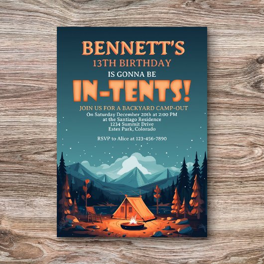 Camping Birthday Uitnodiging