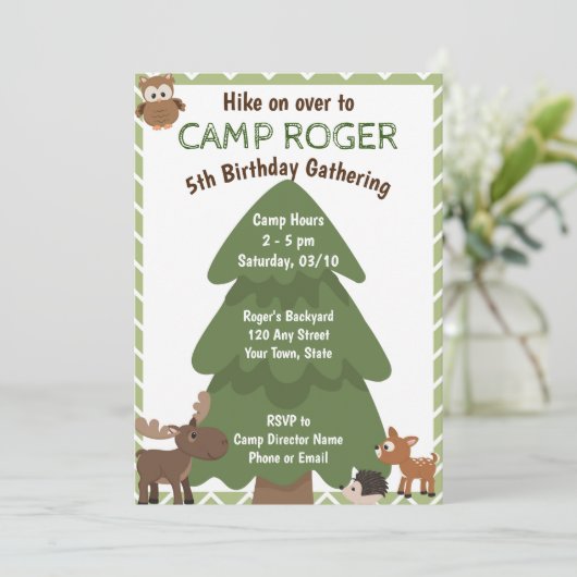 Camping Birthday Uitnodiging (Staand voorkant)