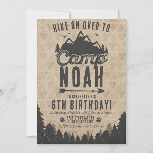 Camping Birthday Uitnodiging (Voorkant)