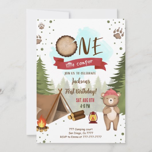 Camping Birthday Uitnodiging (Voorkant)