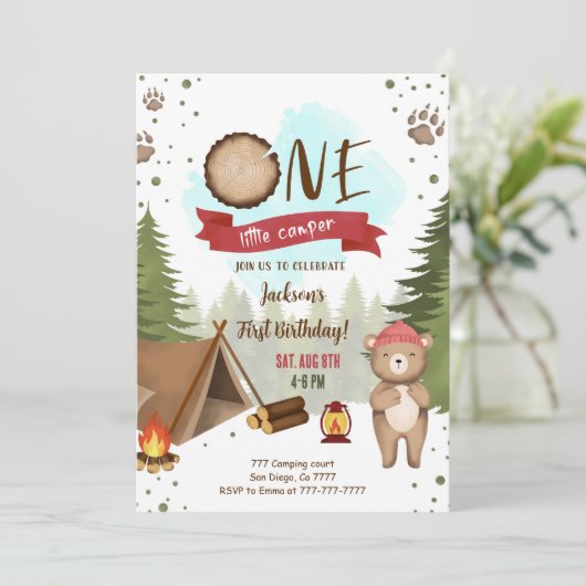 Camping Birthday Uitnodiging (Staand voorkant)