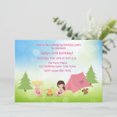 Camping Birthday voor meisjes Kaart (Staand voorkant)