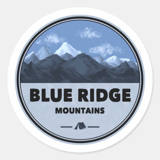 Camping Blue Ridge Mountains Ronde Sticker (Voorkant)