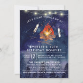 Camping Bonfire Birthday Party Invitation Kaart (Voorkant)