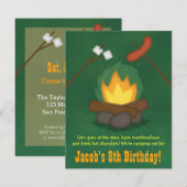 Camping Bonfire Birthday Party Invitations Kaart (Voorkant / Achterkant)