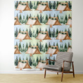 Camping Bonfire Campfire S'mores Outdoor Verjaarda Wandkleed (In situ)