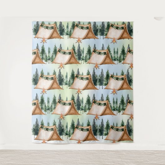 Camping Bonfire Campfire S'mores Outdoor Verjaarda Wandkleed (Voorkant)