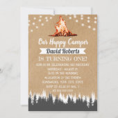 Camping Bonfire Happy Camper Rustic Kraft Birthday Kaart (Voorkant)