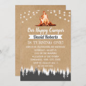 Camping Bonfire Happy Camper Rustic Kraft Birthday Kaart (Voorkant / Achterkant)