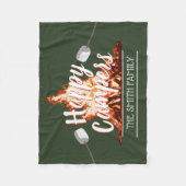 Camping Bonfire Happy Campers Forest Green Family Fleece Deken (Voorkant)