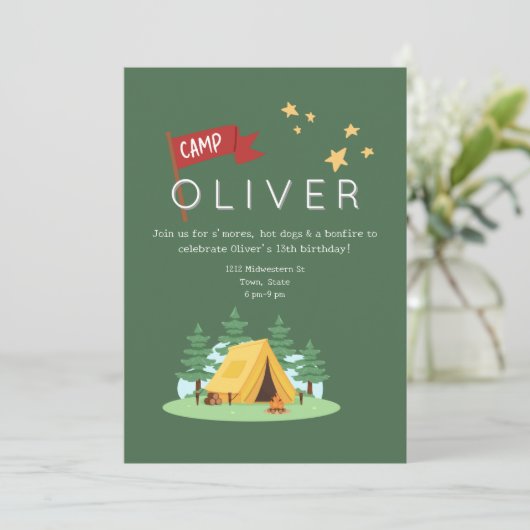Camping Bonfire Outdoor Adventure Verjaardag Kaart (Staand voorkant)