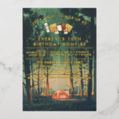 Camping Bonfire S'mores Birthday Party Folie Uitnodiging (Voorkant)