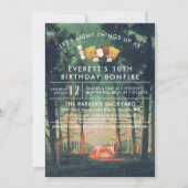 Camping Bonfire S'mores Birthday Party Kaart (Voorkant)