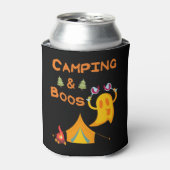 Camping & Boos Geesten Wijn Camping Halloween Blikjeskoeler (Blikje Voorkant)
