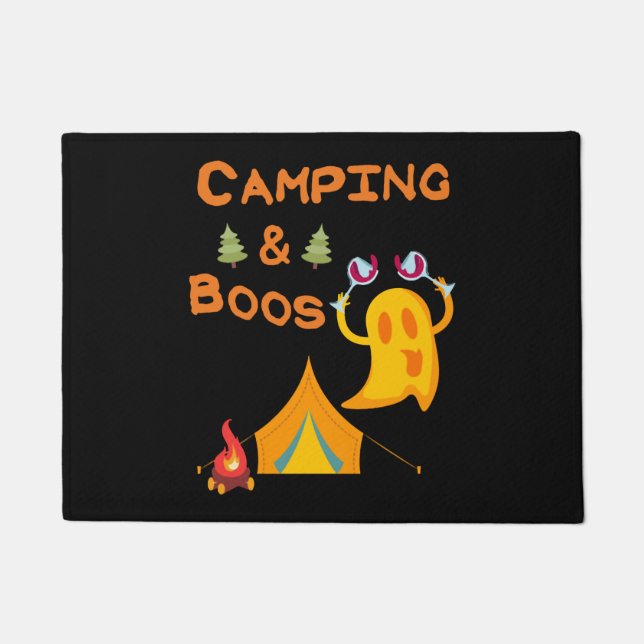 Camping & Boos Geesten Wijn Camping Halloween Deurmat (Voorkant)