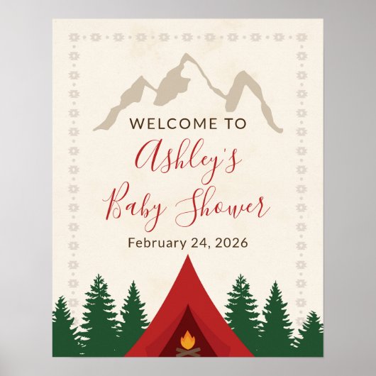 Camping bos babyshower welkomstbord poster (Voorkant)