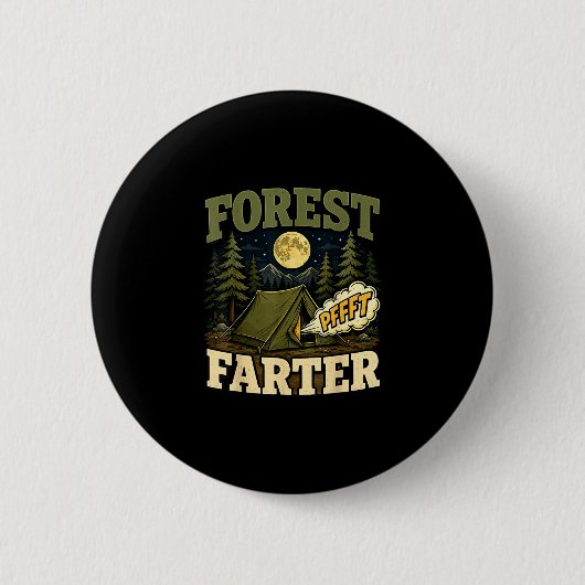Camping bos fart tent humor ronde button 5,7 cm (Voorkant)