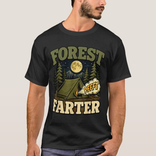 Camping bos fartende tent humor t-shirt (Voorkant)