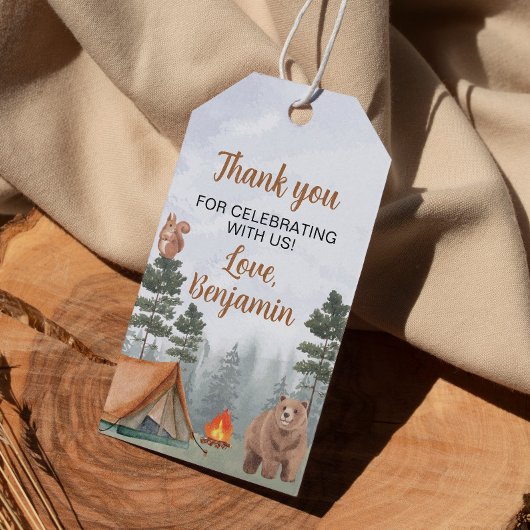 Camping Bos Verjaardagsfeestje Dank u Label Cadeaulabel