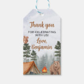 Camping Bos Verjaardagsfeestje Dank u Label Cadeaulabel (Voorkant)
