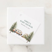 Camping Bos Waterverf Baby shower Bedankjes Labels (In situ)