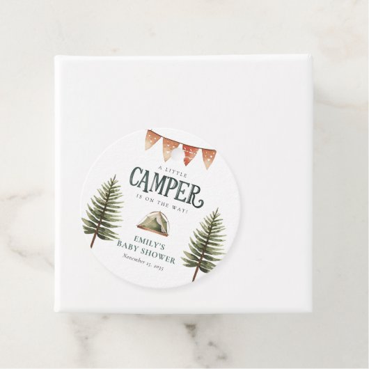 Camping Bos Waterverf Baby shower Bedankjes Labels (In situ)