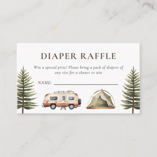 Camping Bos Waterverf Baby shower Informatiekaartje (Voorkant)