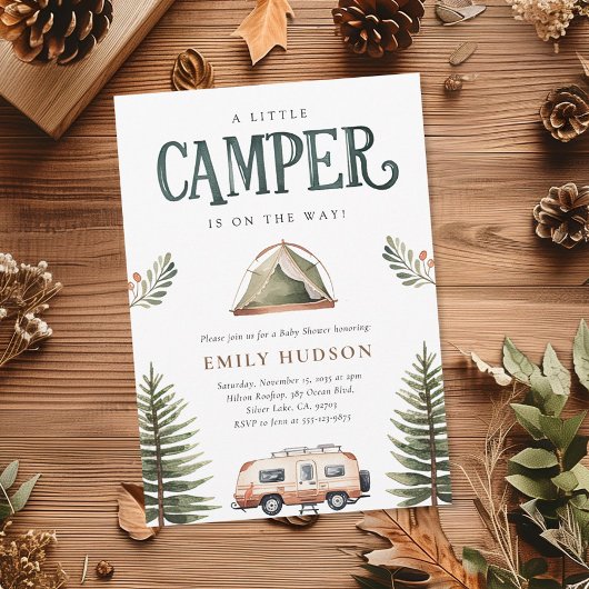 Camping Bos Waterverf Baby shower Kaart