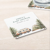 Camping Bos Waterverf Baby shower Kartonnen Onderzetters (Schuin)