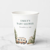 Camping Bos Waterverf Baby shower Papieren Bekers (Achterkant)