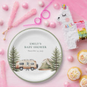 Camping Bos Waterverf Baby shower Papieren Bordje (Feest)