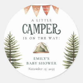 Camping Bos Waterverf Baby shower Ronde Sticker