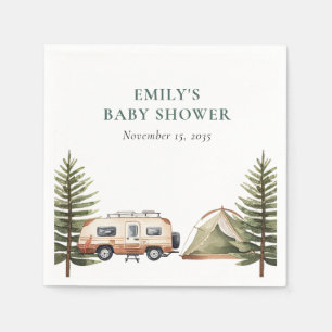 Camping Bos Waterverf Baby shower Servet